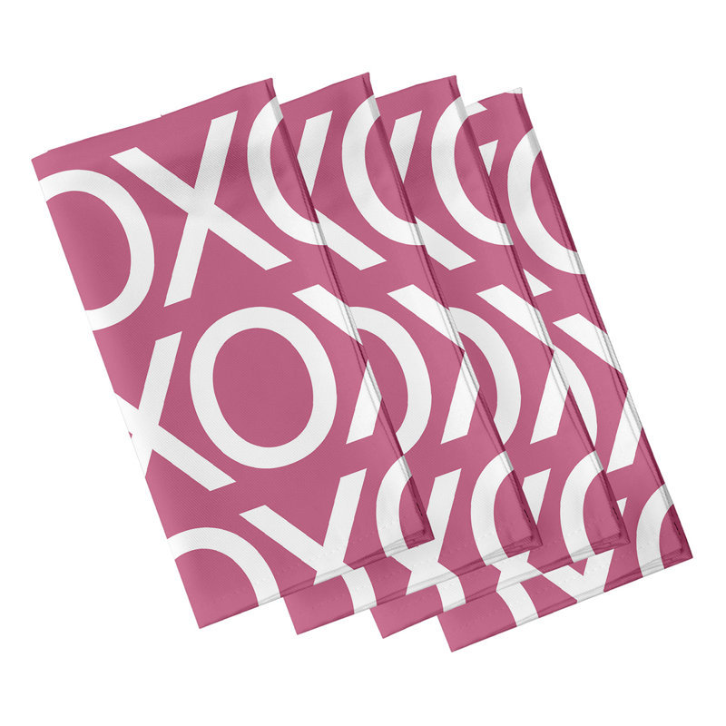 Ensemble de serviettes 4 pièces Saint-Valentin, L 18 po x L 18 po, Rose