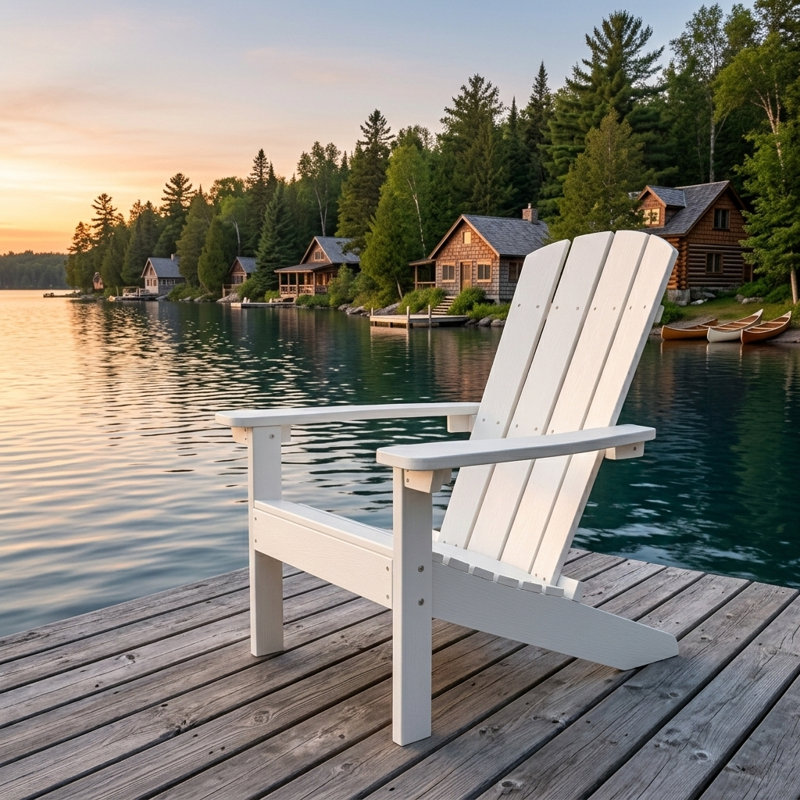 Chaise adirondack en plastique Celina, Blanc