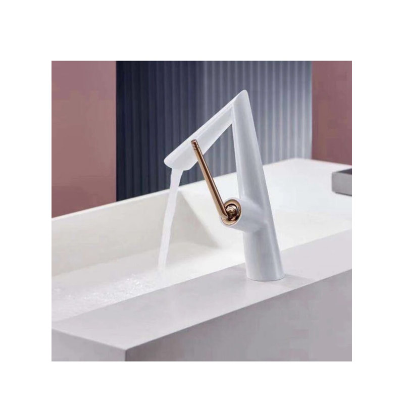 Bathroom Faucet, Rose Gold/White