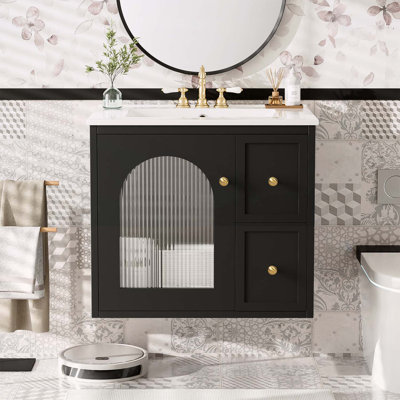 Ensemble de meuble-lavabo sophistiqué avec plusieurs options de rangement pour les espaces compacts
