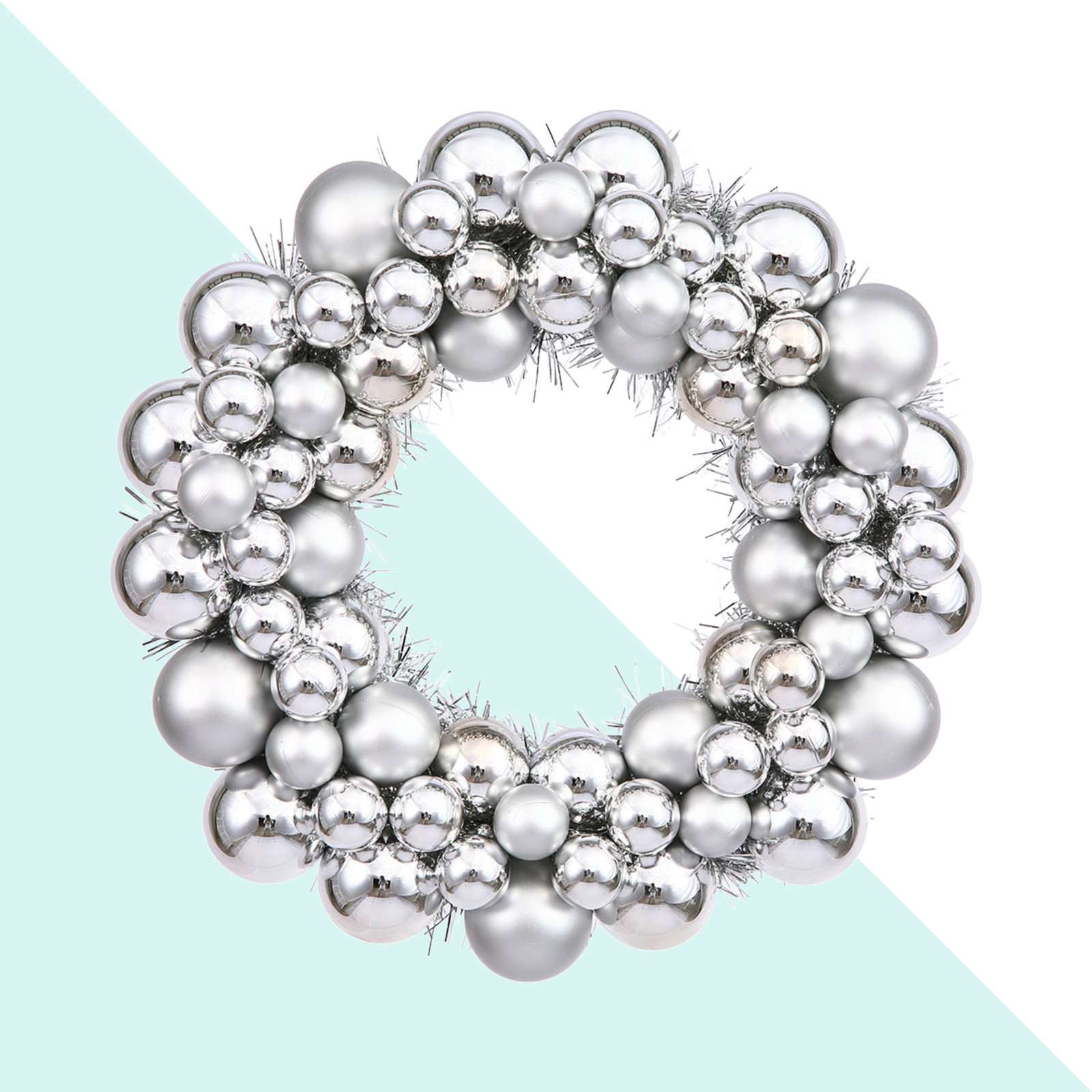 Ball Wreath, Silver, 36"
