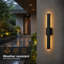 Applique murale d'extérieur 24 po à 3 lumières CCT à intensité variable intégrée, applique murale d'extérieur noir mat IP65 pour porte d'entrée, garage, patio-349207125