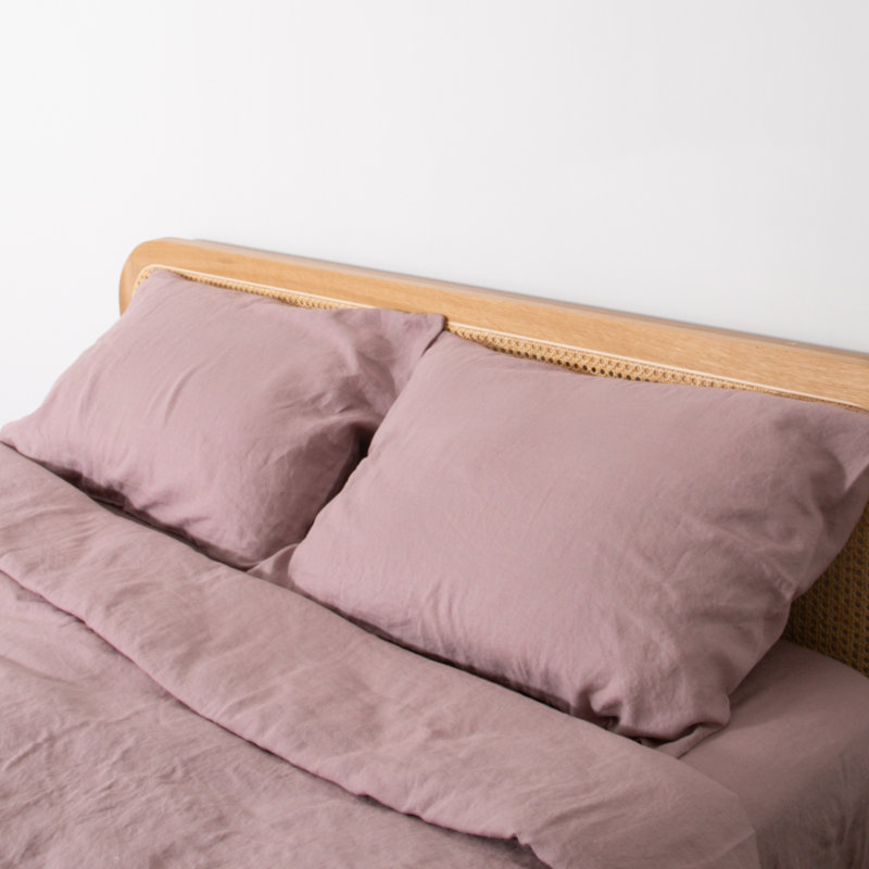 100% Linen Machine Woven Pillowcase - Set of 2, Pink
