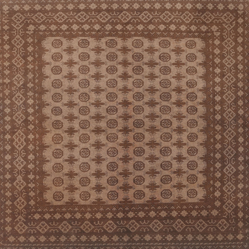 Tapis brun clair Southwestern, Carré 7 pi