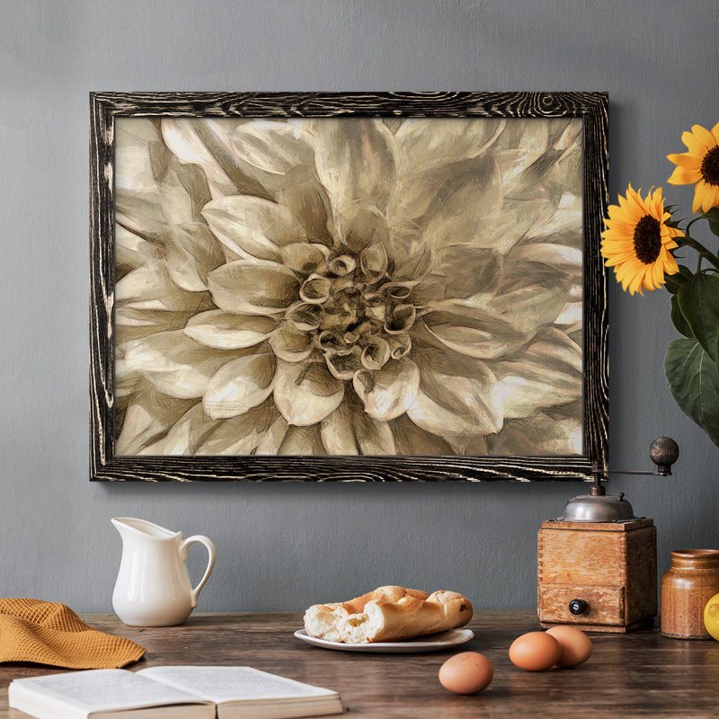 «Neutral Wall Flower I», reproduction d'art sur toile, Noir, H 22 po x l 32 po