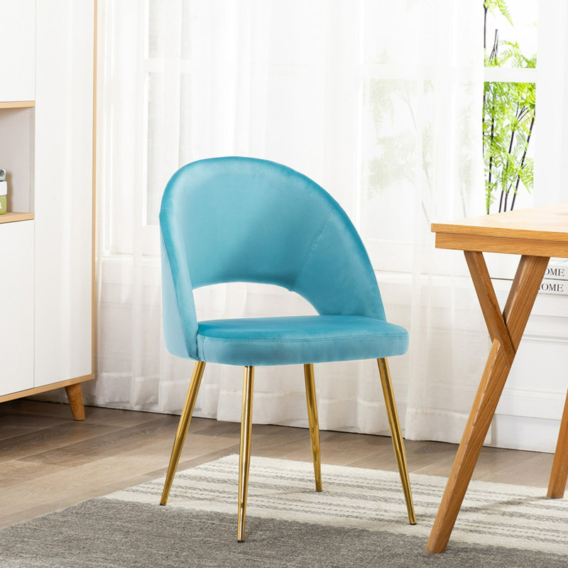 Liara 18.11'' H Velvet Upholstered Side Chair, Aqua, 2