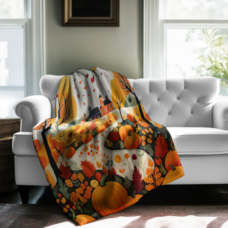 Fall Vista - couverture sherpa de qualité supérieure 1 pièce, Grand lit