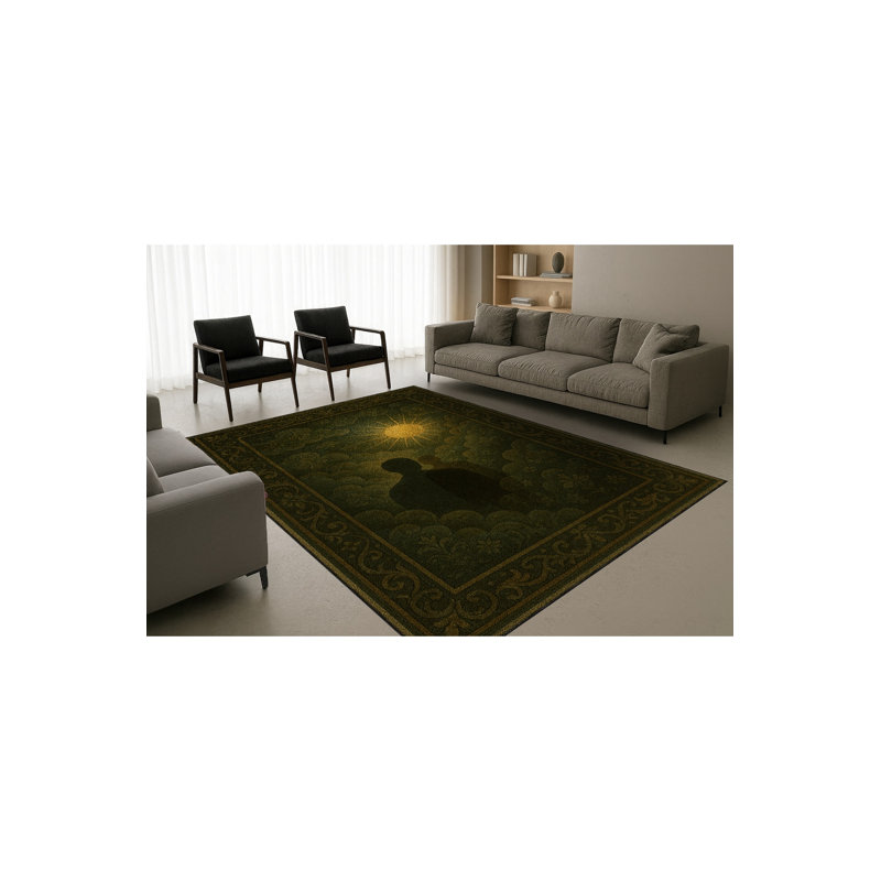 Tapis vert tissé à motif floral lavable Mosso, 3'3" x 9'10"