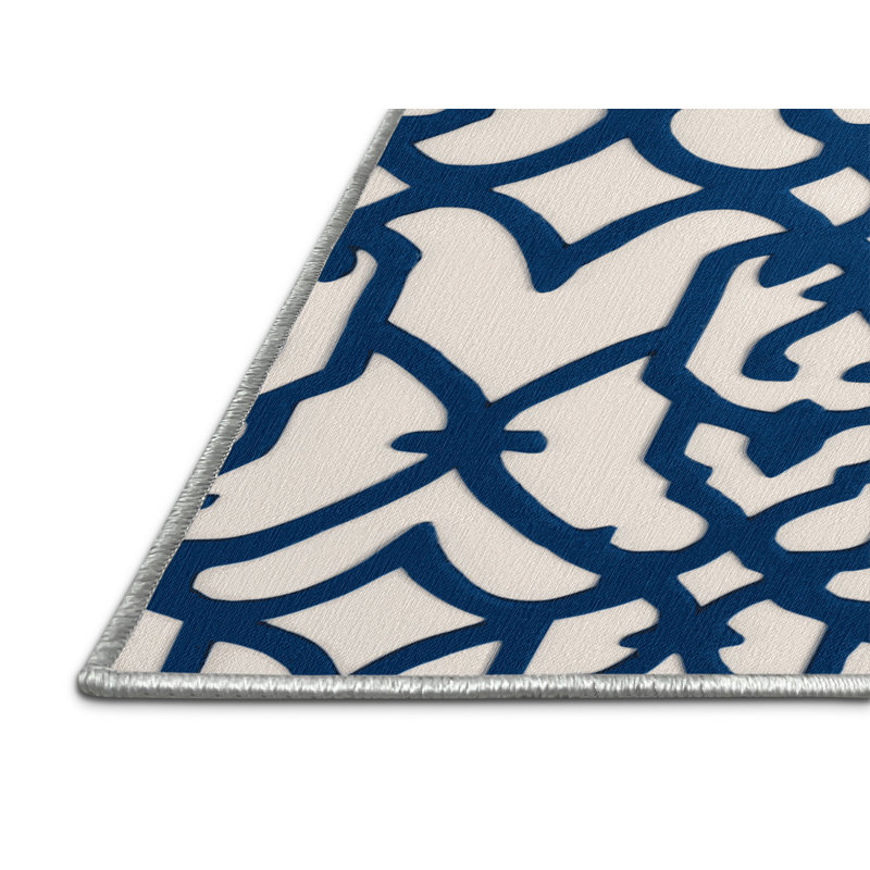 Tapis beige en treillis lavable à la machine, Rond 5 pi