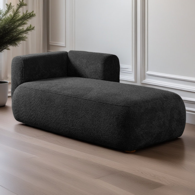 Méridienne Boucle Méridienne Fluffy, Orienté à droite, Noir