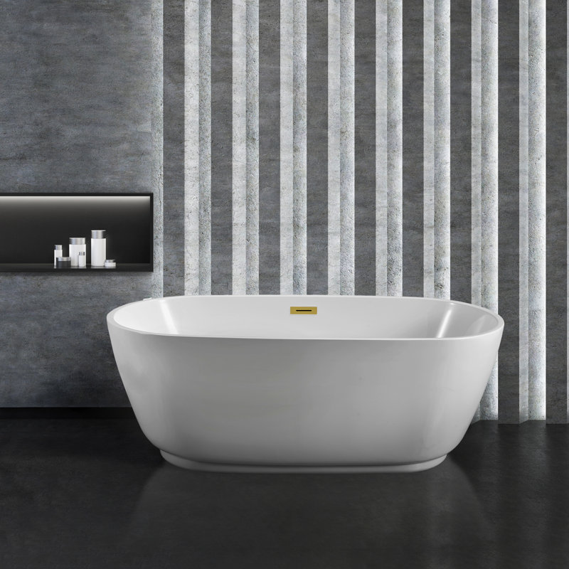 1800.9mm x 800.1mm Soaking Acrylic Bathtub, Brushed Gold