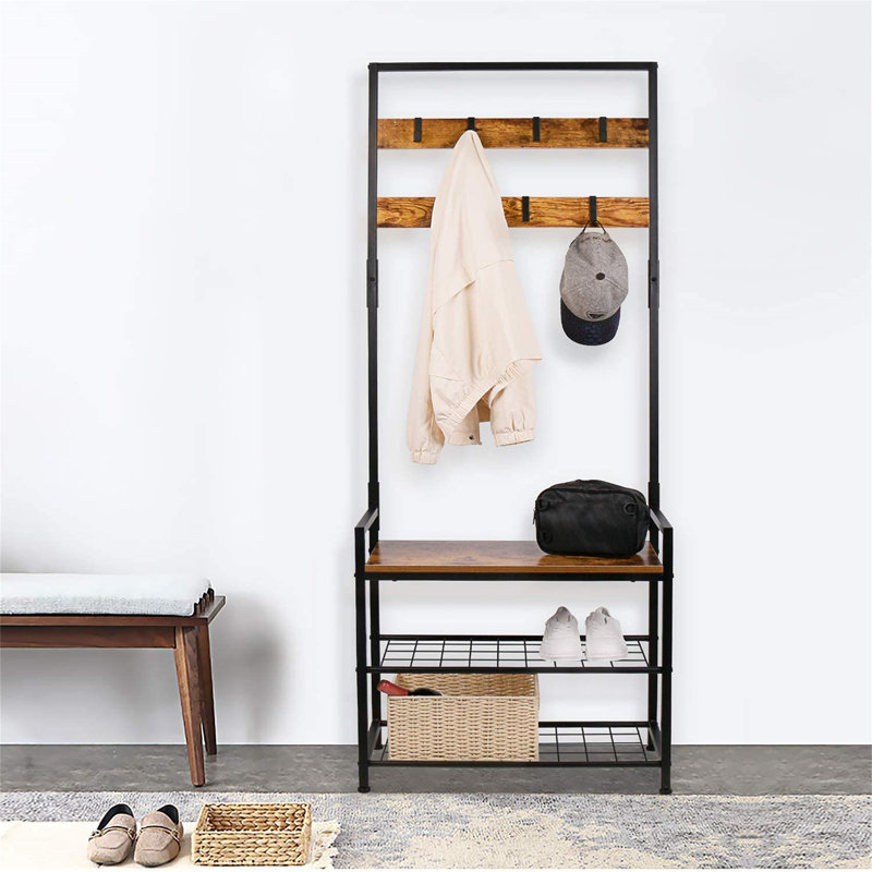 Jordann Freestanding 7 - Hook Coat Rack, Brown