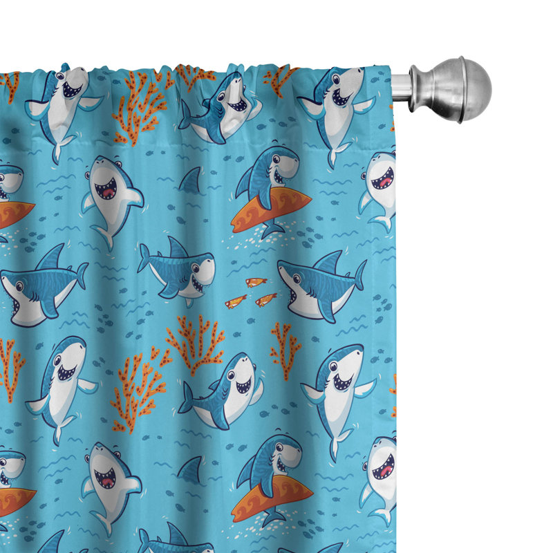 Shark Semi-Sheer Rod Pocket Curtain Panels, 28" x 63"