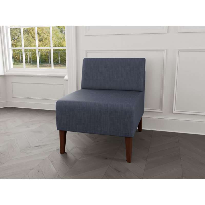 Chaise d'invité sans accoudoirs Luxe Lounge, Bois de noyer, Plot Line bleu marine
