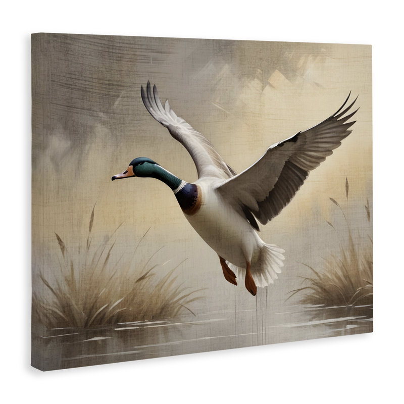 Canard colvert sur des zones humides, conception de Susan Arnot, H 36 po x l 48 po