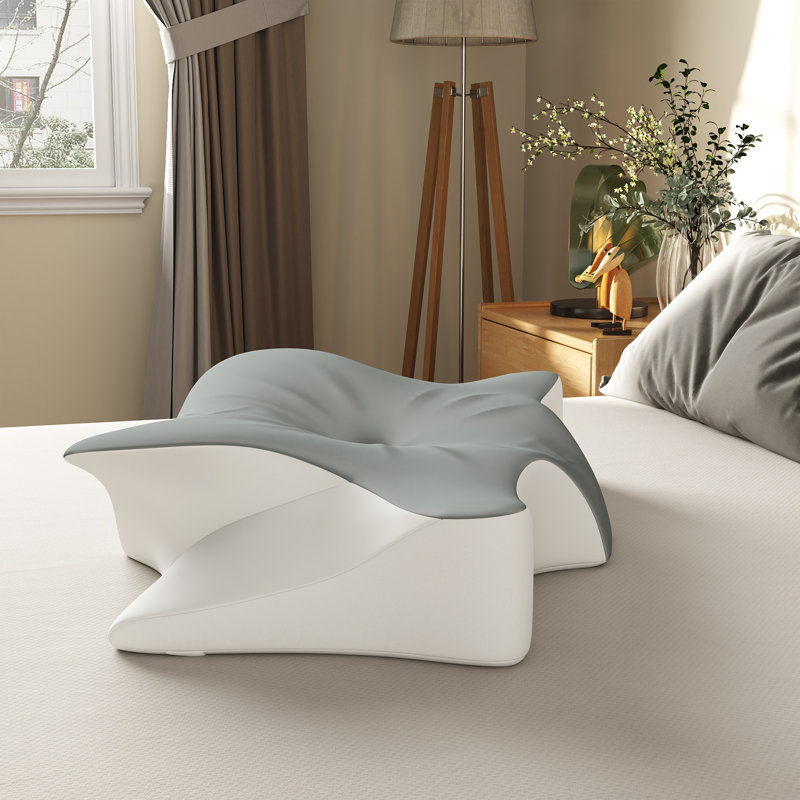 Contour Memory Foam Pillow, Ergonomic Neck Support Pillow For Side Back Stomach Sleepers, Gray