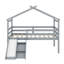 Lit mezzanine bas avec glissade, échelle, barrières de sécurité, cadre de toit de maison-1780720621
