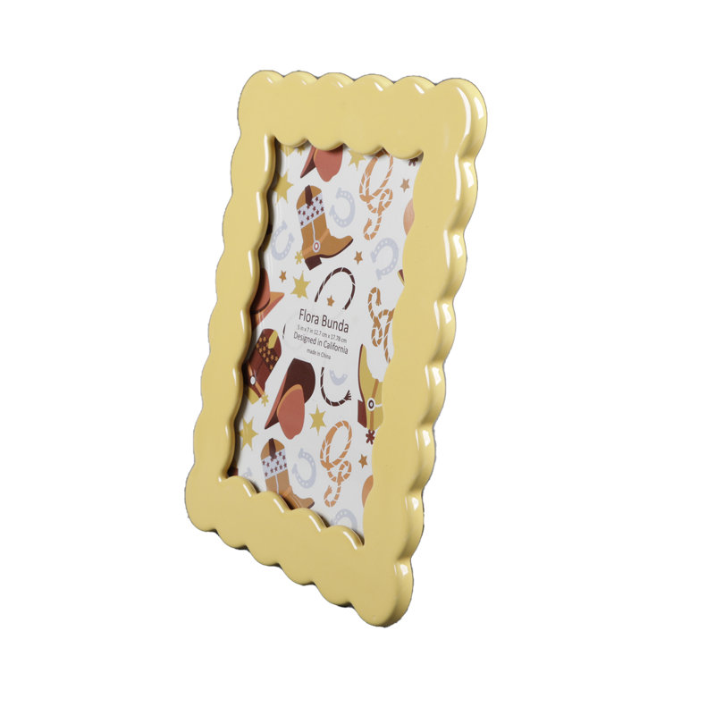Cadre en céramique festonné, 5 po x 7 po, Jaune