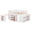 Lit mezzanine double avec armoire, tablettes et bureau
