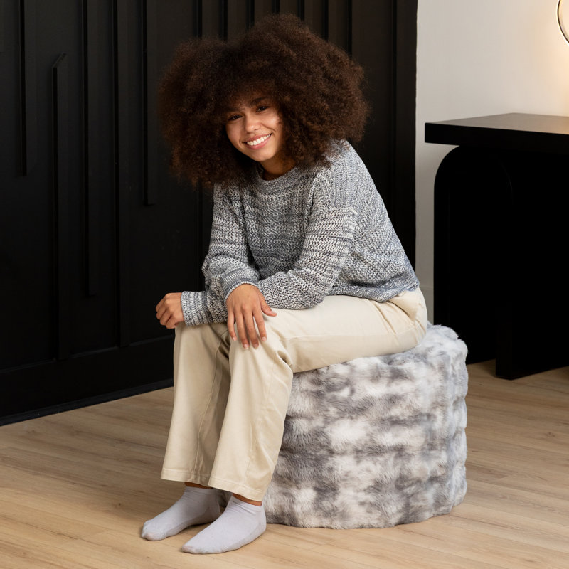 Repose-pieds Raven par Raven-Symoné Home - Fausse fourrure, Gris