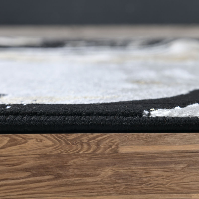 Galaxy Series Abrstract Black/Gray/Ivory/Beige Area Rug, Rectangle 5'3" x 7'3", Black