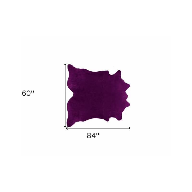 Tapis en cuir de vache noué à la main 5 pi x 7 pi mauve