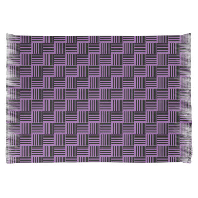 Tapis mauve/noir à rayures basketweave