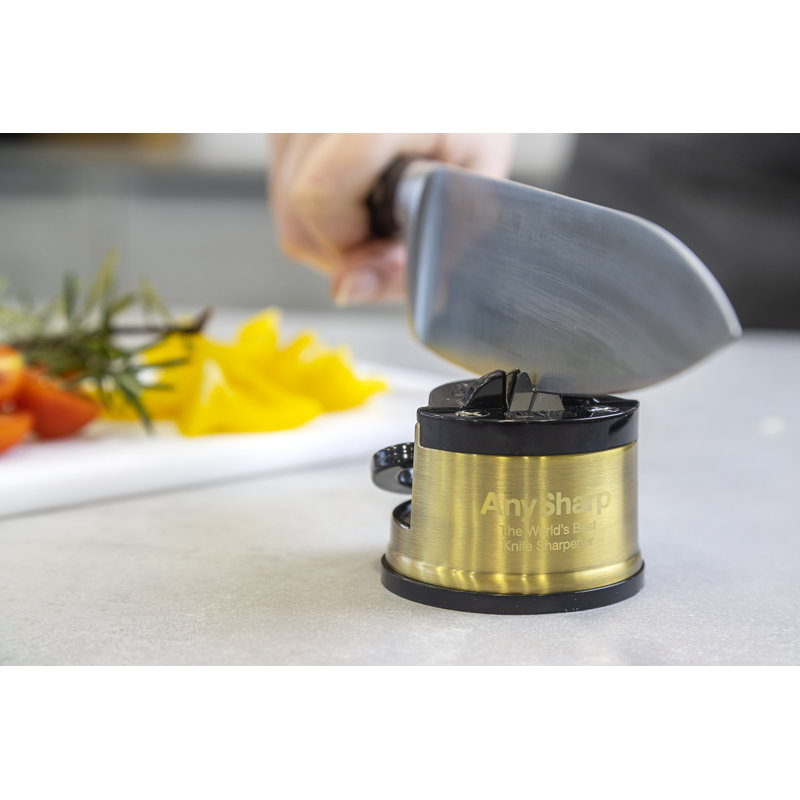 AnySharp Pro Brass Knife Sharpener, Gold