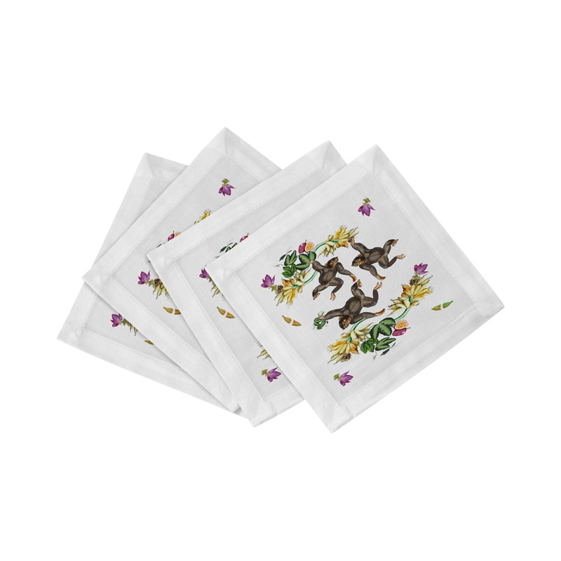 Serviettes de table en satin de coton Swinging Monkeys