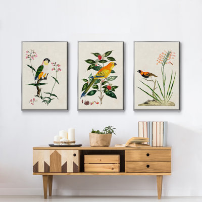 " Bird In Habitat III " 3 - Pieces