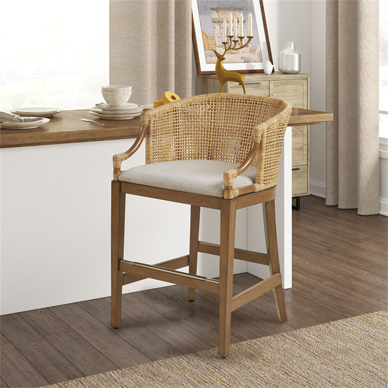 Tabouret de comptoir fabriqué à la main en rotin H 25 po