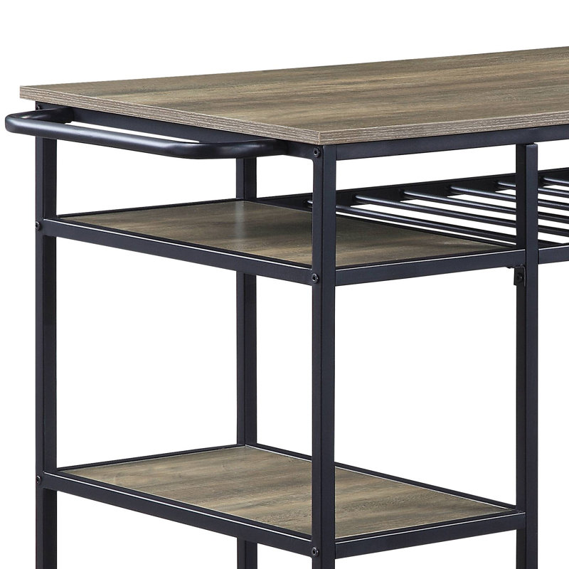 Îlot de cuisine avec tablettes ouvertes et cadre en métal Alvin