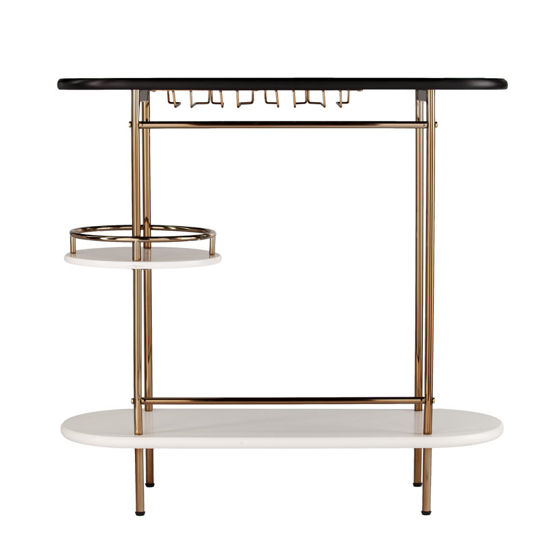 Sebago 40'' Mini Bar, Black/White/Gold Metallic