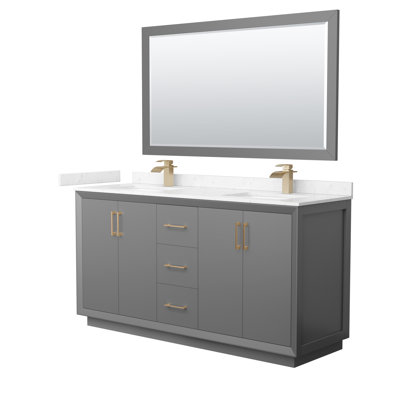 66'' Double Bathroom Vanity with Cultured Marble Top