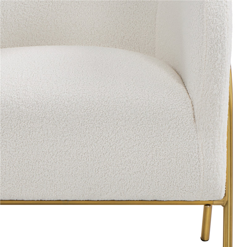Fauteuil demi-tonneau rembourré Fitchburg, Mélange de polyester ivoire