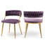 Ensemble de chaises de salle à manger rembourrées en velours 2 pièces Christal avec dossier incurvé tressé et pieds en métal Christal-88086805
