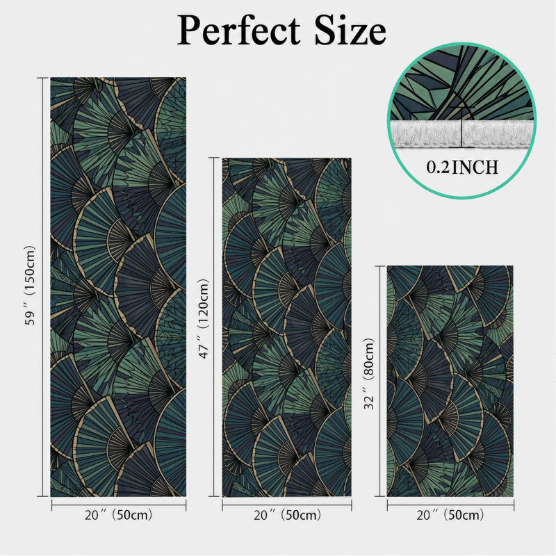 Fan Pattern Non-Slip Washable Kitchen Mats