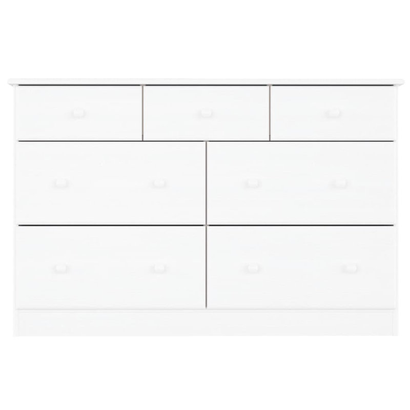 Manahial Solid Wood 112cm W 7 - Drawer Chest of Drawers, White
