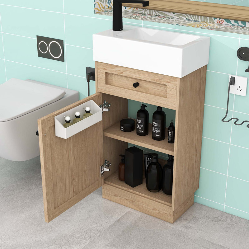 Meuble-lavabo avec lavabo réversible et tablette réglable