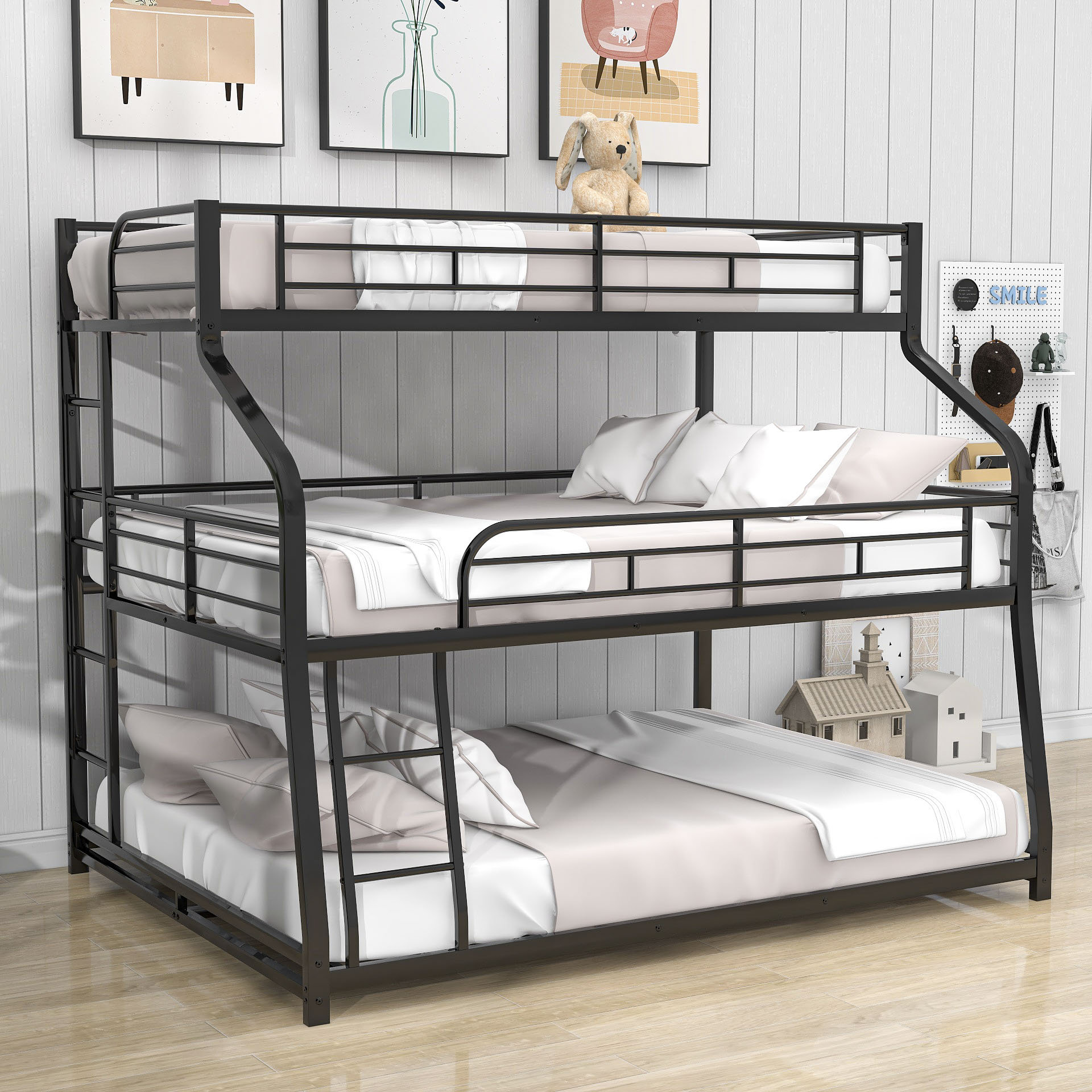 Twin over full over deals queen triple bunk bed