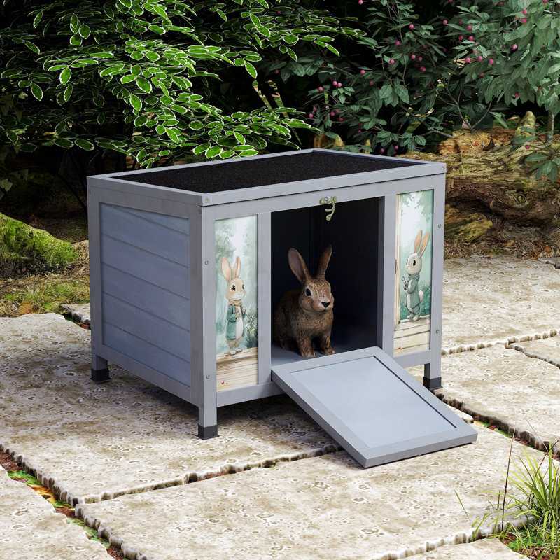 Petite cage à lapins en bois avec porte verrouillable et toit résistant aux intempéries, toit ouvrable, cage à lapins