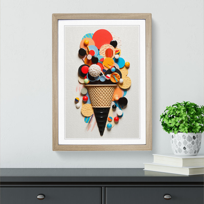 Ice Cream Constructivism No.2 - Framed Print, Oak Framed, 64cm H x 46cm W x 2cm D