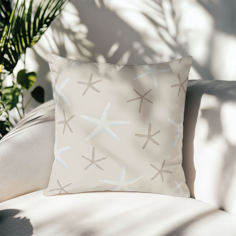 Coussin décoratif extérieur Starfish, Sable, Carré 18 po
