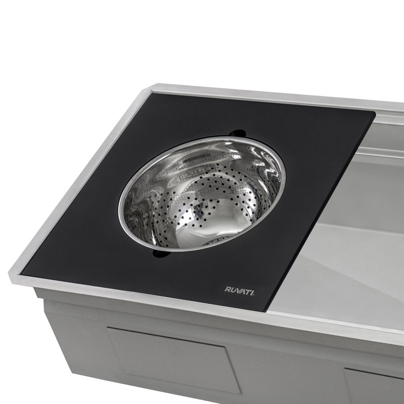 Ruvati 33-inch Workstation Dual Tier Nova Double Bowl Low Divide Undermount Stainless Steel Kitchen Sink