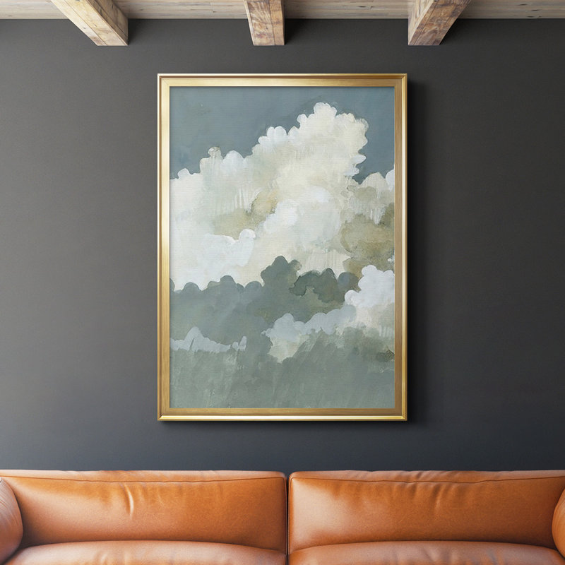 «Big Clouds I», reproduction encadrée de qualité supérieure - prête à être accrochée, Or, H 30,5 po x l 22,5 po x P 1 po