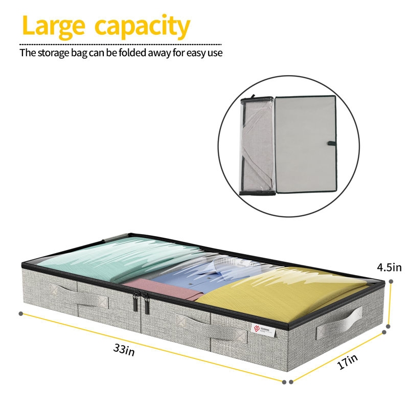 Under Bed Storage Containers, Low Profile Underbed Storage With Sturdy Sidewalls/Bottom 4.5 Inches  4Pack