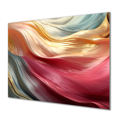 Liquid Streams Pink Gold Blue - Waves Wall Art Living Room