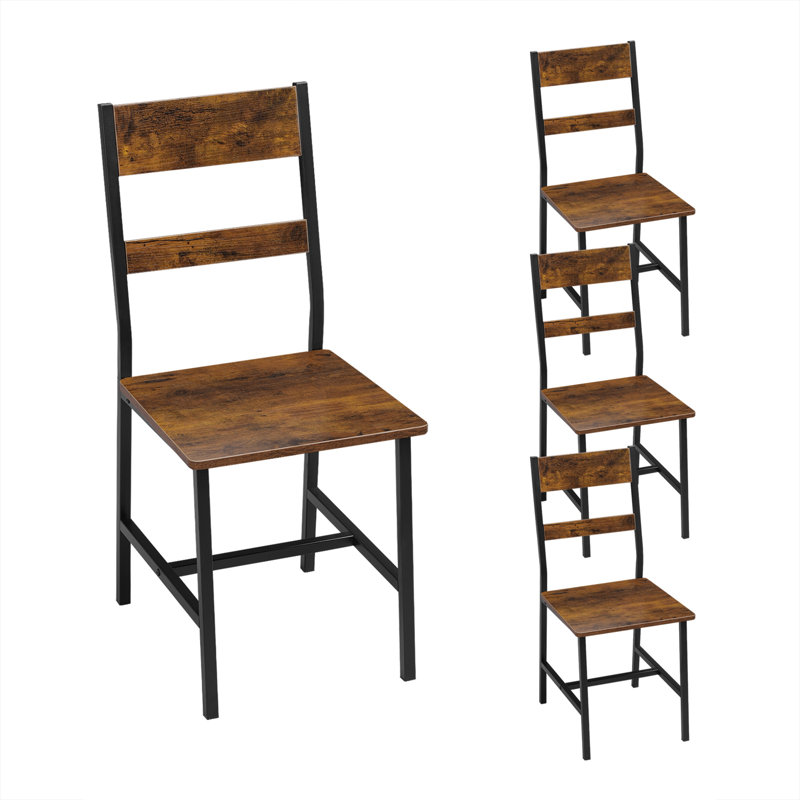 45cm H Metal Ladder Back Parsons Chair, Vintage Brown/Black