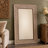 Wood Floral Brown Wall Mirror with Detailed Cream Carvings