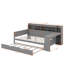 Lit de jour en bois avec tablettes de rangement, lit multifonctionnel avec deux tiroirs de rangement et bureau d'étude-1418733125
